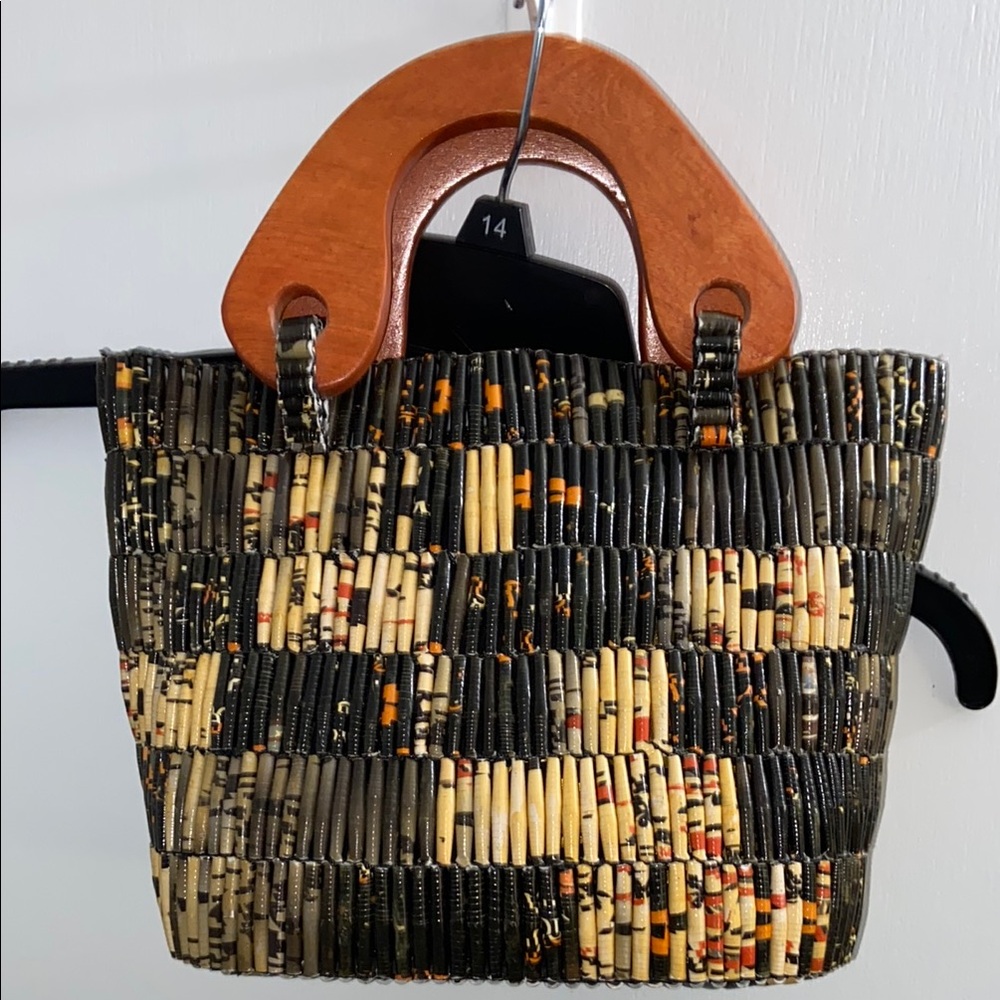 Stylish Multicolor Woven Handbag Paper Beads Purse